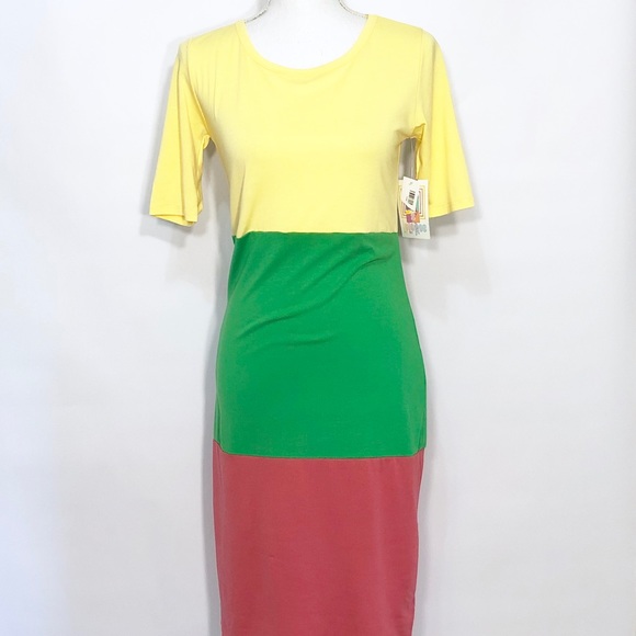 LuLaRoe Julia block tri color knit dress NWT - Picture 1 of 7
